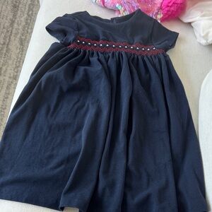 Navy Blue Kids Dress with Red Accents